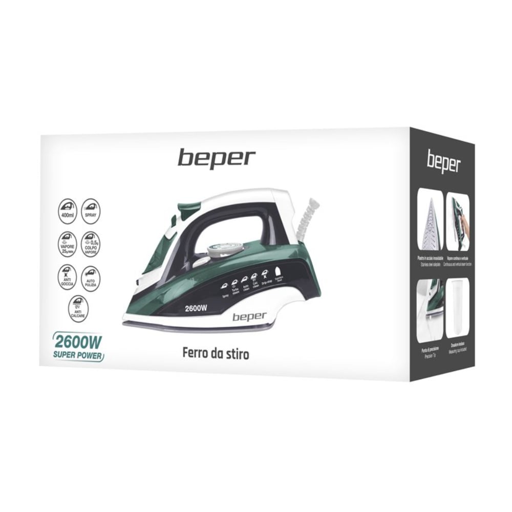 Beper Steam Iron 400ML, 2600W, Stainless Steel Plate, Dry/Steam Ironing, – Buy in Lebanon