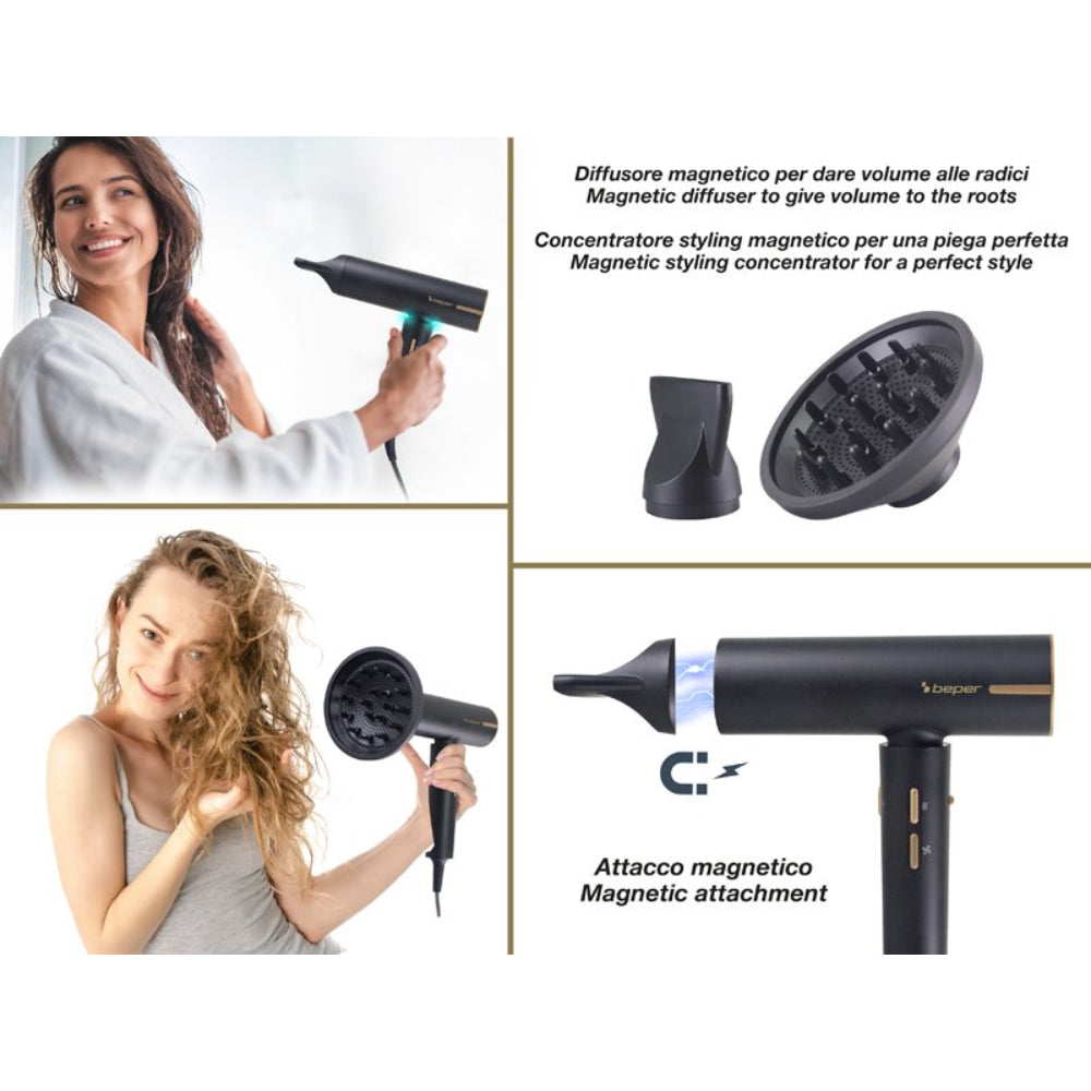 Beper Brushless Motor Hair Dryer, Dc Motor, 1800W, 3 Speeds, 3 Selectable