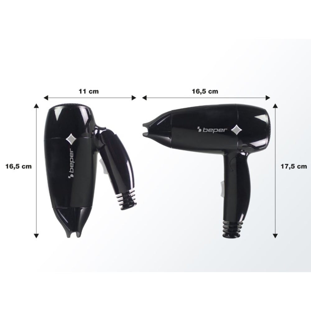 Beper Travel Hair Dryer, 1200W, Foldable Hair Dryer, 3 Temperatures, 2