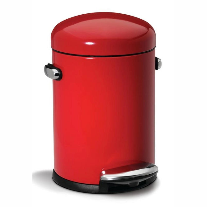 simplehuman Mini Round Retro Step Can, 4.5L – Red