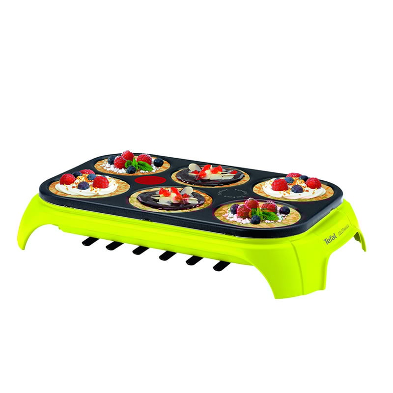 Tefal Crep Party, Yellow base - 1000W - 6 Spots (12cm)non-stick