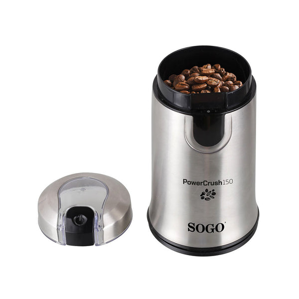 Sogo SS-5234 Electric Coffee and Spice Grinder - 150W - Stainless Steel Body & Blades