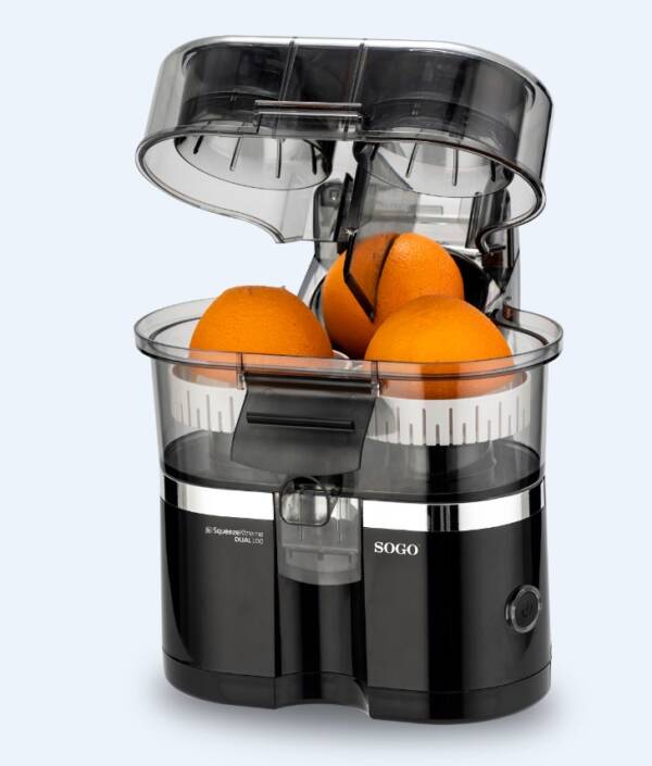 Sogo SS-5299 Double Citrus Juicer with Automatic Lid & Built-in Orange Cutter - 100W