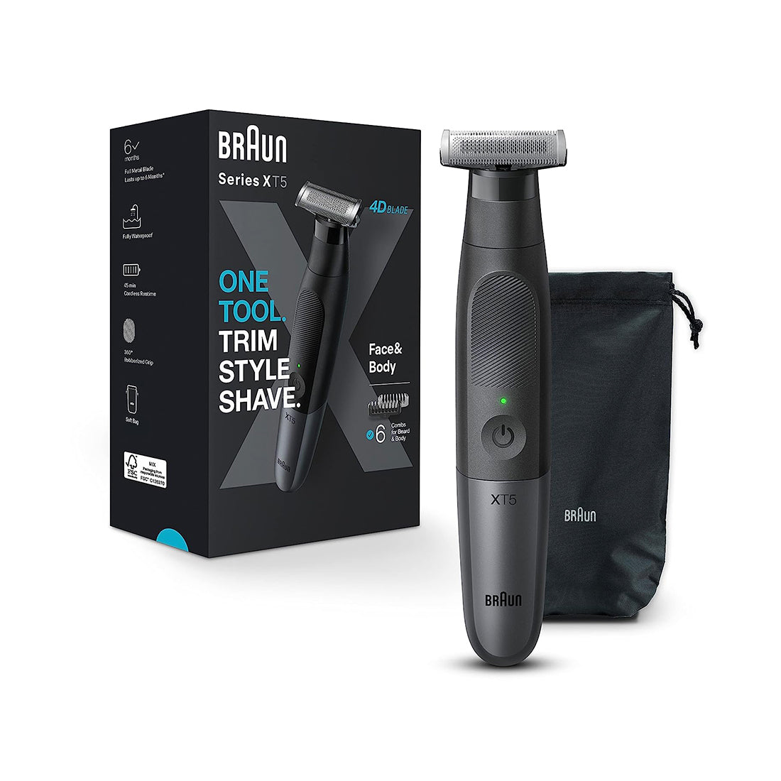 Braun Series Xt5200 Shaver 4D-Blade Face Body Groomer Wet & Dry Trimmer