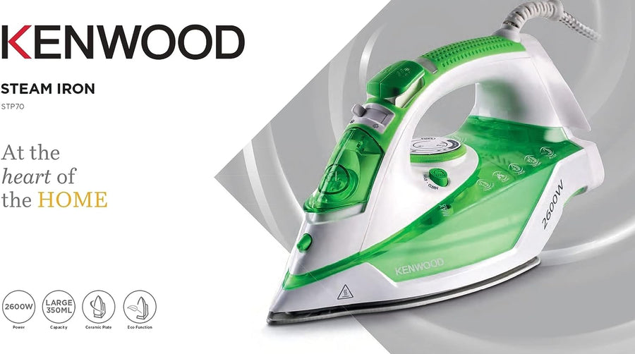 Kenwood Steam Iron STP70.000WG 2600W Ceramic Soleplate 350ml Tank Eco