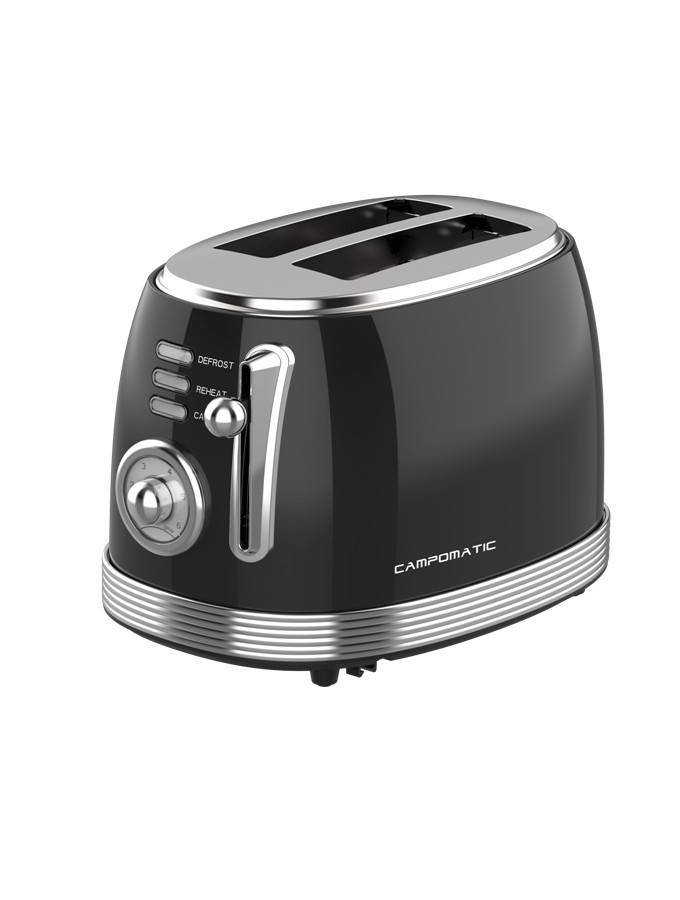 Campomatic Vintage Toaster 850W 2-Slot Extra Wide Metal Body 6 Levels