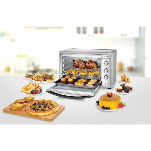 Black & Decker 62L Toaster Oven With Rotisserie & Double Glass Door