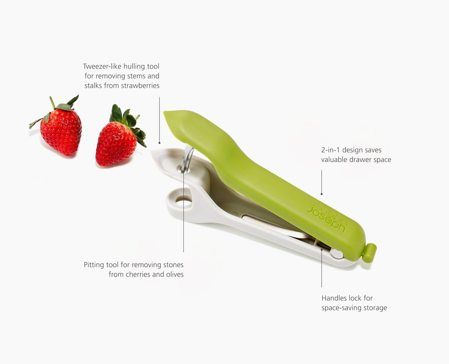 Joseph Joseph Tweezy 2 in 1 Pitter Huller Tool Cherry Stoner