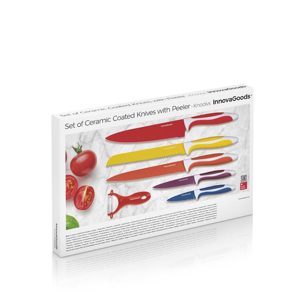 InnovaGoods Set Of Ceramic Coated Knives With Peeler Knoolvs 6 Pieces  Buy in Lebanon