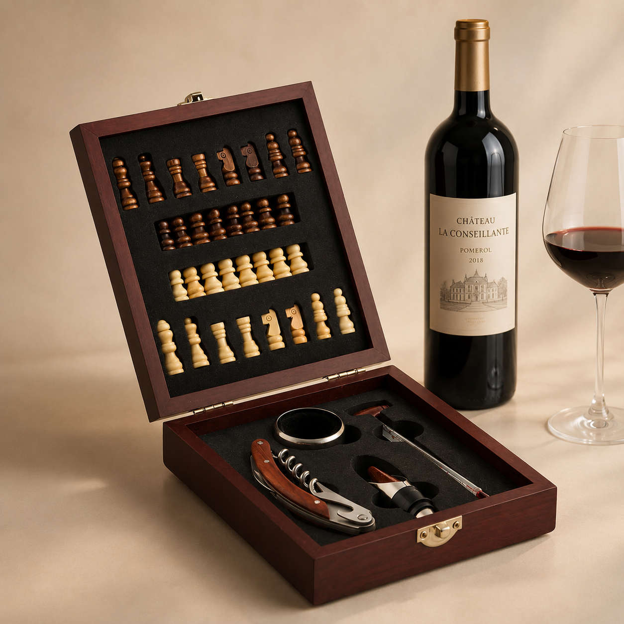 Innovagoods Luxury Chess Wine Accessory Set – 37 Pieces