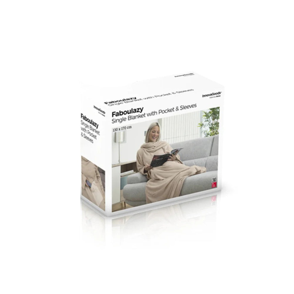 InnovaGoods Single Sleeved Blanket with Central Pocket Faboulazy [BEIGE]