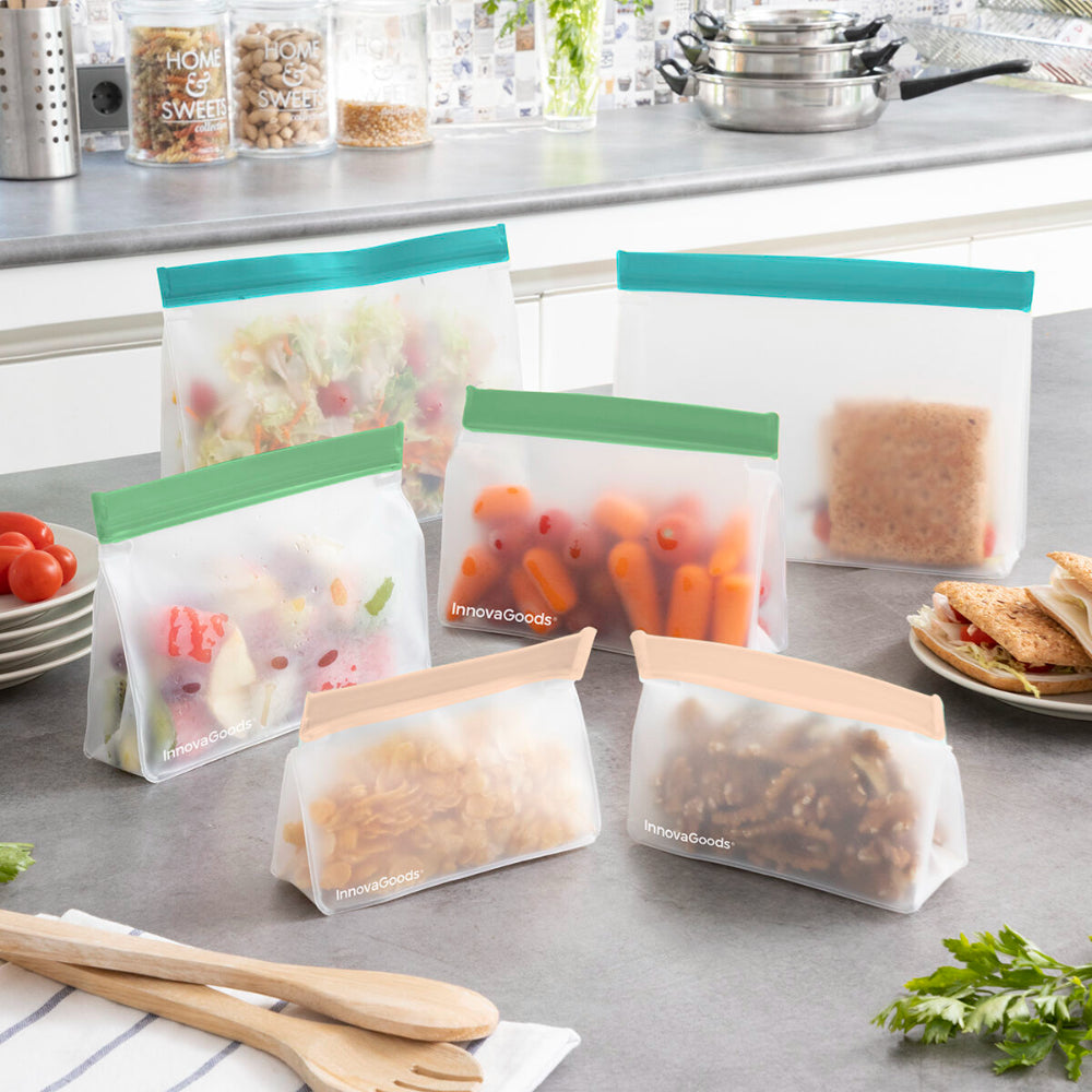 InnovaGoods Set Of Reusable Hermetically-Sealed Bags Zags 6 Pieces