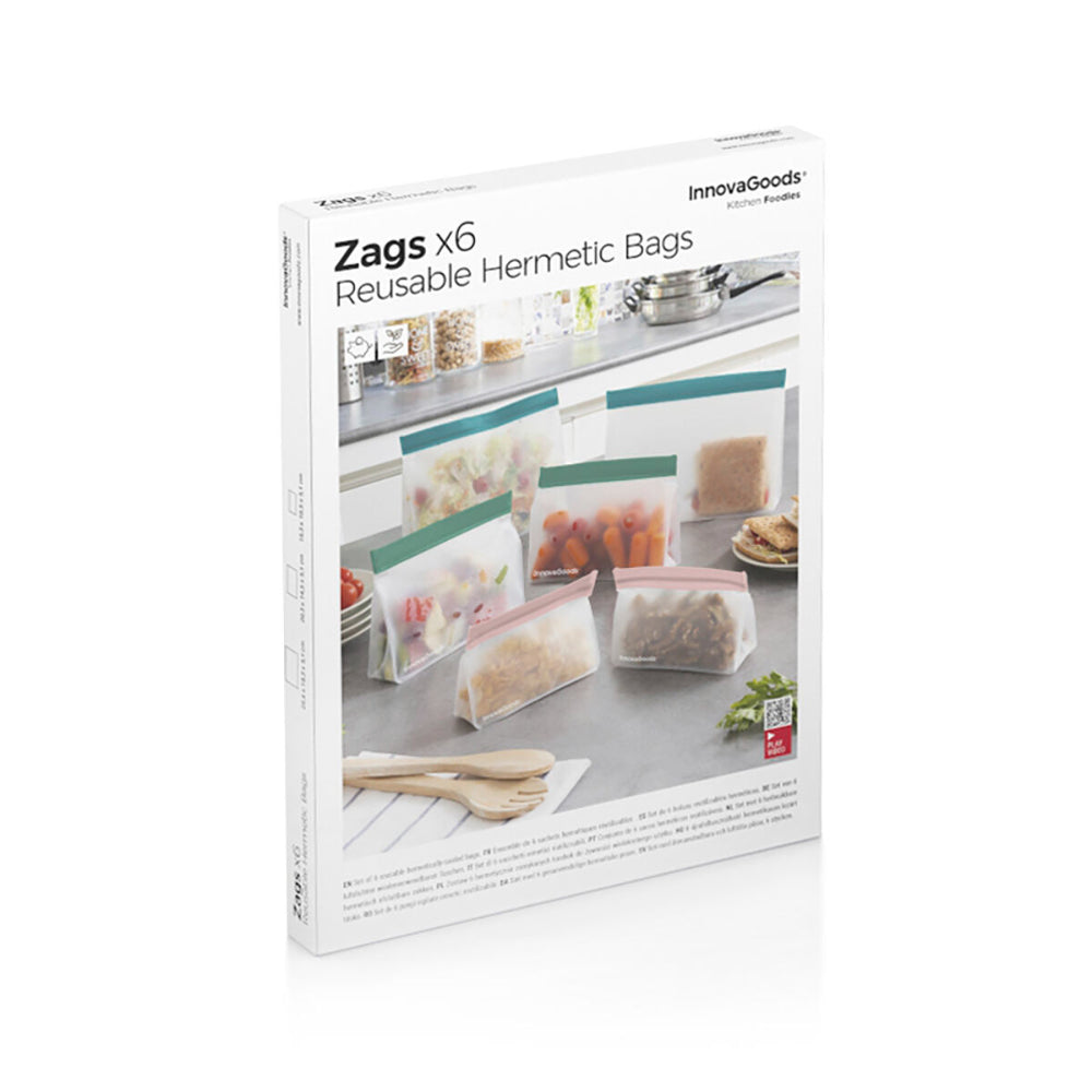 InnovaGoods Set Of Reusable Hermetically-Sealed Bags Zags 6 Pieces  Buy in Lebanon