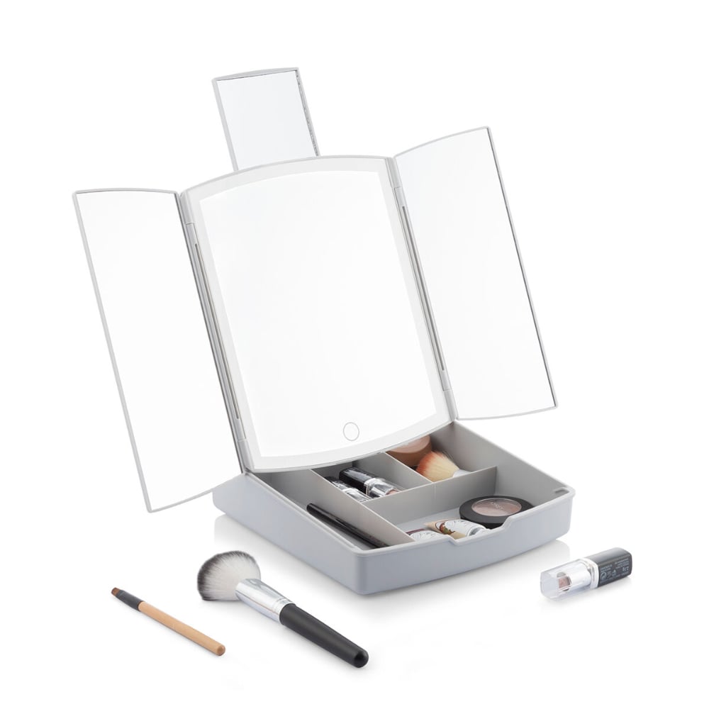 InnovaGoods 3-In-1 Folding Led Mirror With Make-Up Organiser Panomir