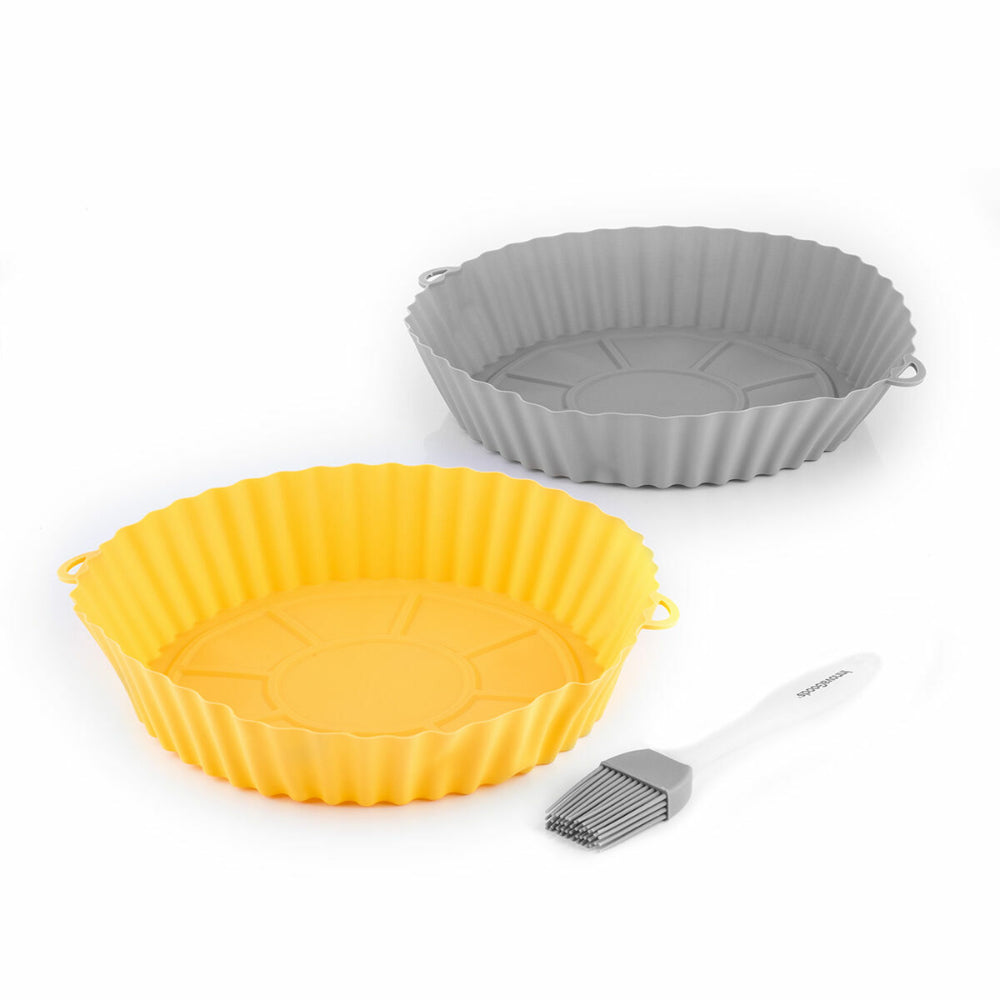 InnovaGoods Silicone Baskets With Brush For Air Fryers Mollicon 2 Units