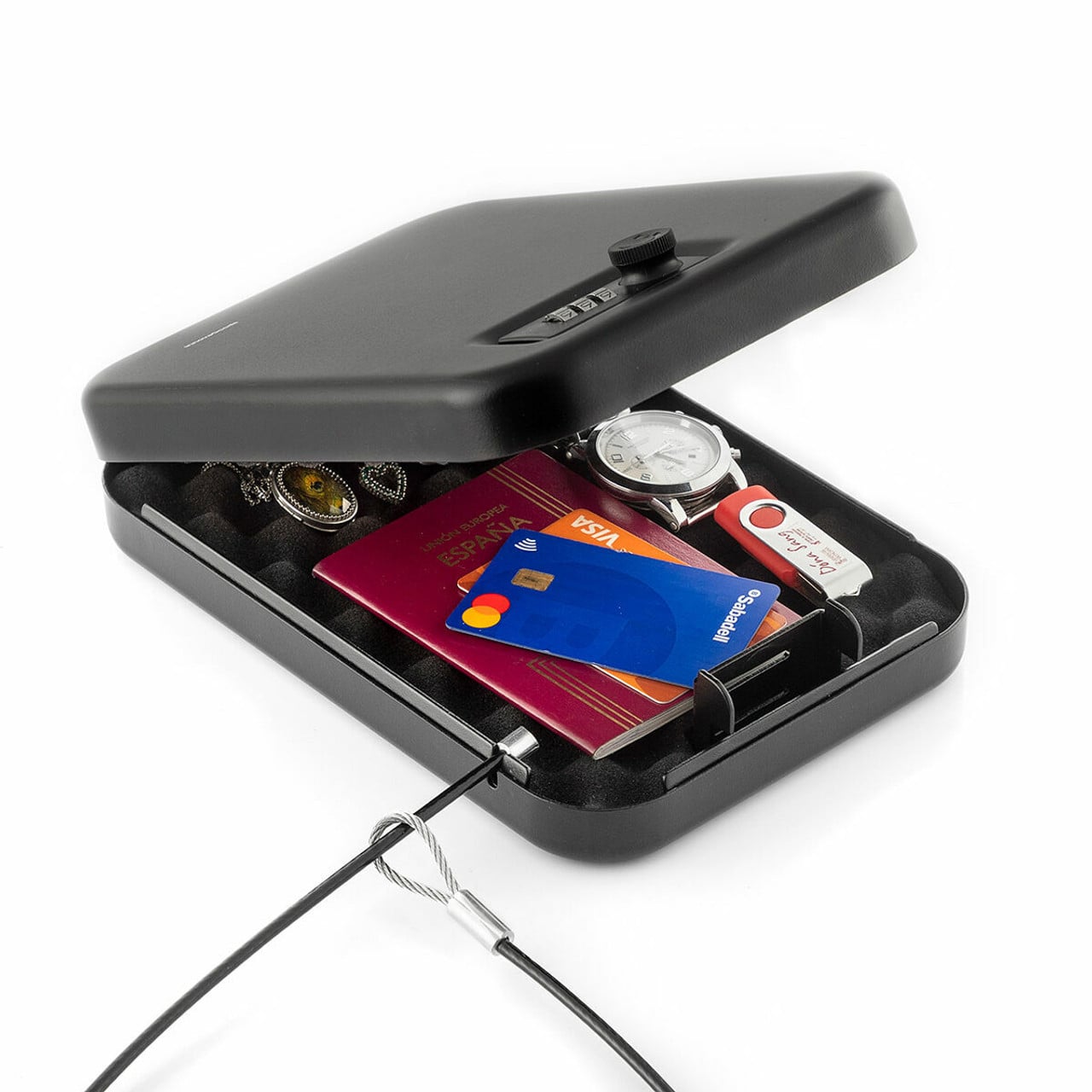 InnovaGoods Portable Safe Box with Security Cable Prisaven