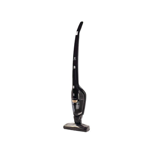 Black and silver vacuum cleaner on a white background