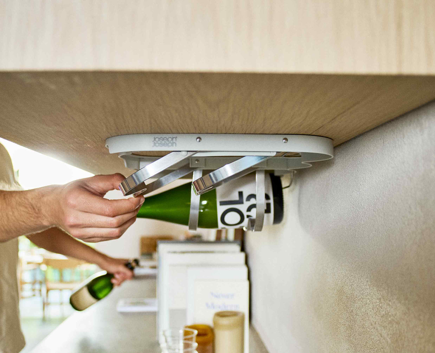Joseph Joseph Cradle Under Shelf Folding Wine Bottle Rack Stainless
