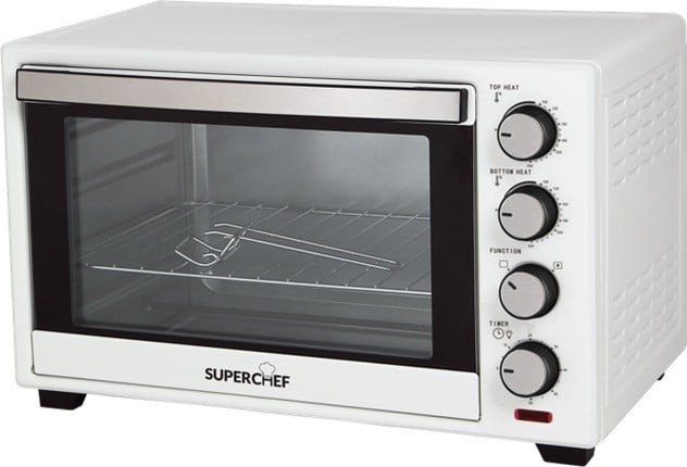 Super Chef Electric Oven 48L Double Glass W/Fan White