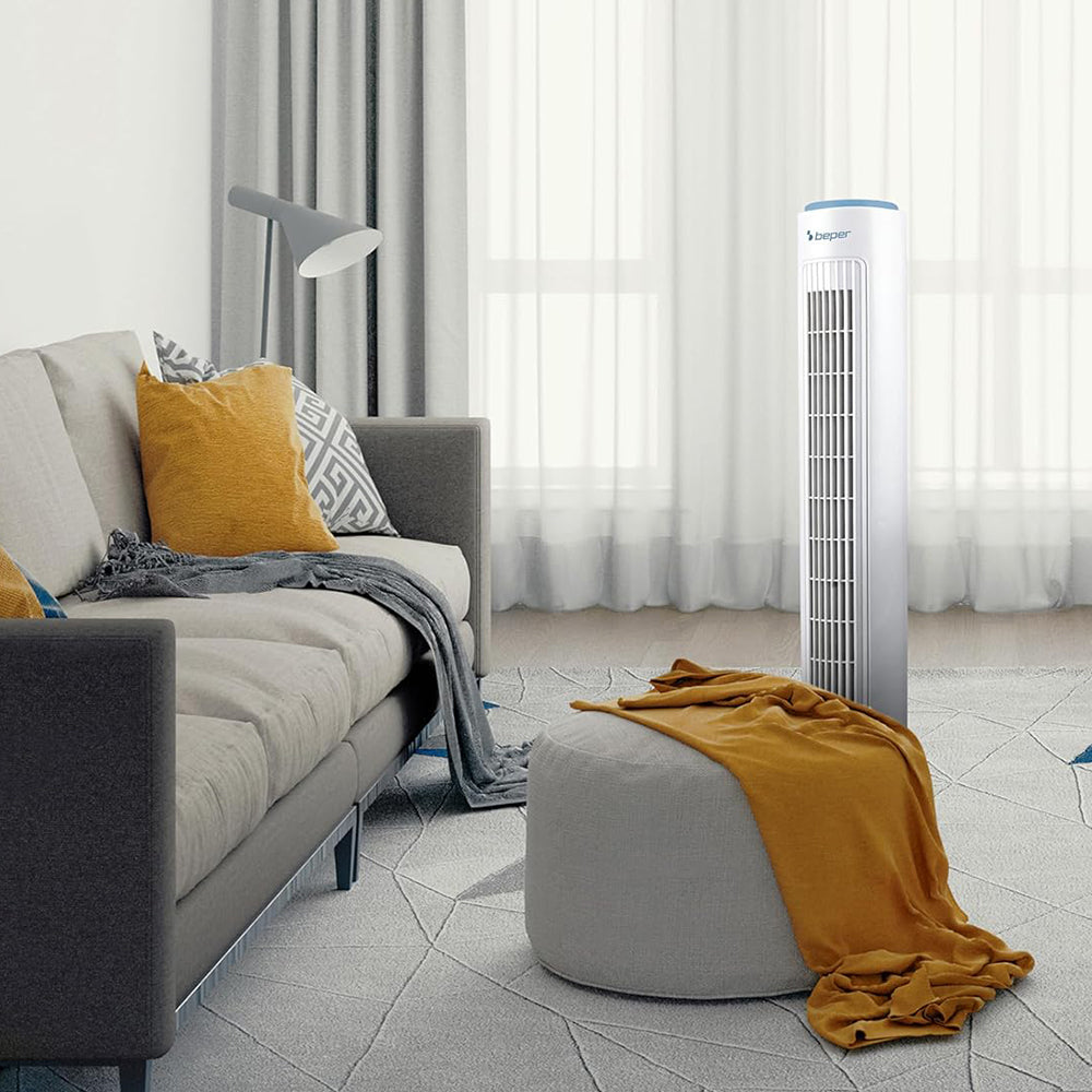 Beper Tower Fan 45 W, Quiet Fan, Height 72 cm, Automatic Oscillation, White – Buy in Lebanon