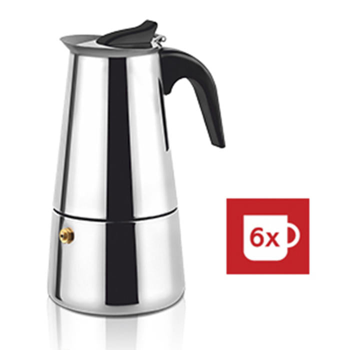 Haeger SS MOKA POT 6 – Stainless Steel Stovetop Coffee Maker | 6 Cups