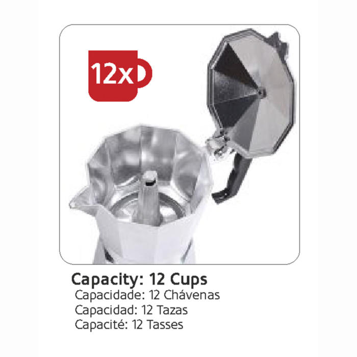 Haeger MOKA POT 12 – Aluminum Stovetop Coffee Maker | 12 Cups