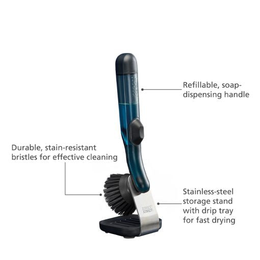 Joseph Joseph SinkTech Soap Dispensing Brush with Steel Stand