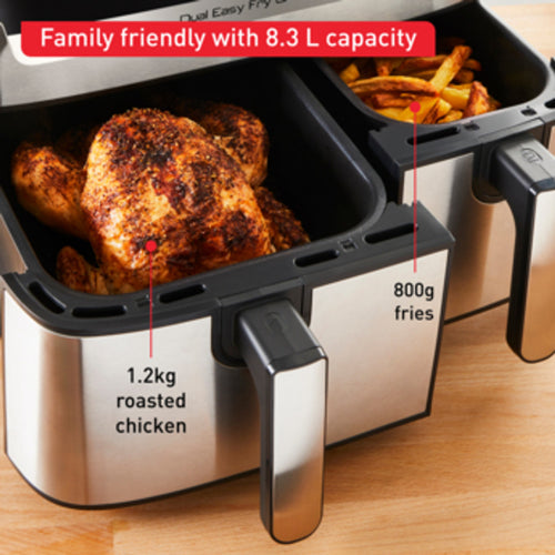 Tefal, Dual Easy Fry & Grill, 2700 W – Black & Ss, 8.3L/6P, 50 Hz