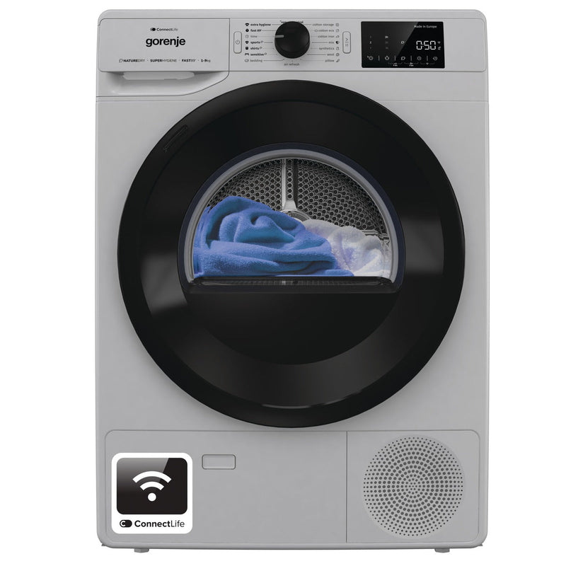Gorenje Dryer Condenser 9Kg Heat Pump Wifi Silver