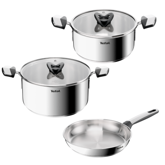 Tefal Emotion+ 5-Piece Stainless Steel Cookware Set Induction Pots Frypan