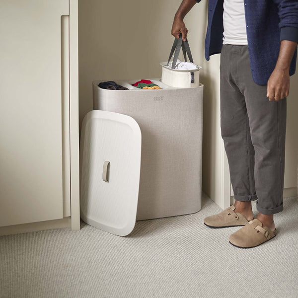 Joseph Joseph Tota Trio 90L Triple Laundry Separation Basket - Ecru - 50021