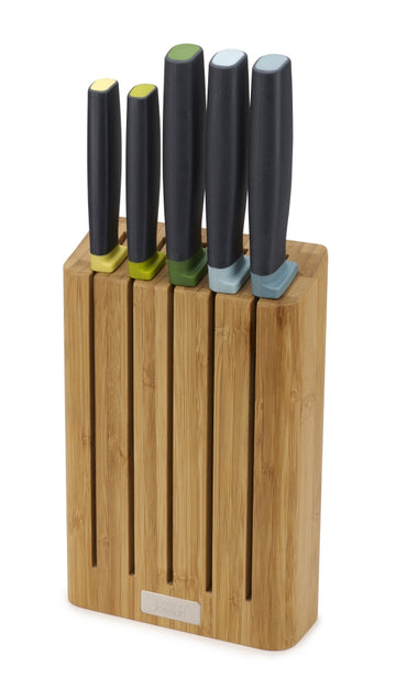 Joseph Joseph Elevate Knives Bamboo 5pc Set Magnetic Slimline Japanese Steel
