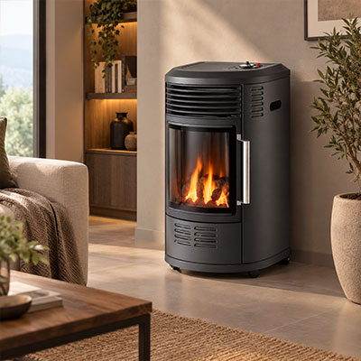 Alvima Gas Heater with Fan FH508F – 3400W, Thermostat, Dark Silver