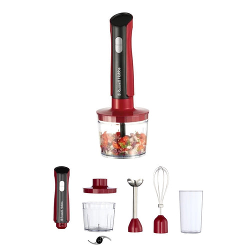Russell Hobbs Desire 3-in-1 Hand Blender Red Electric Chopper Set