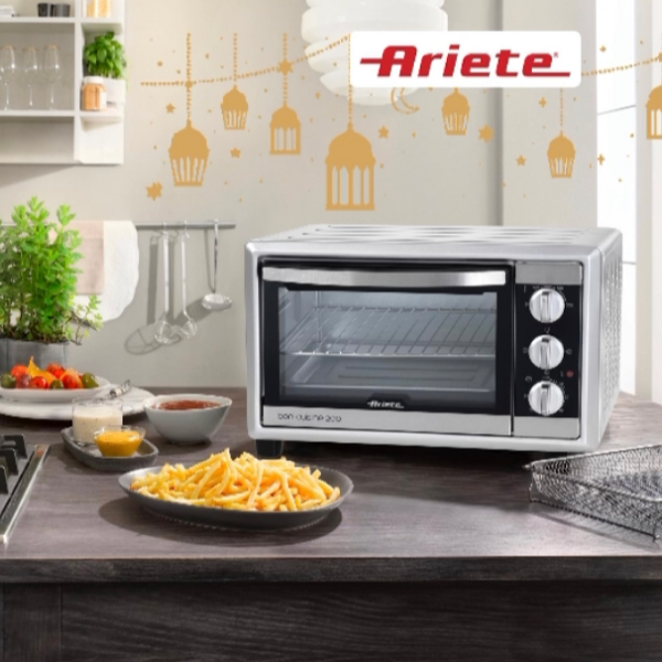 Ariete 30L Electric Oven 1500W Double Glass Insulated Door Oven Bake Silver
