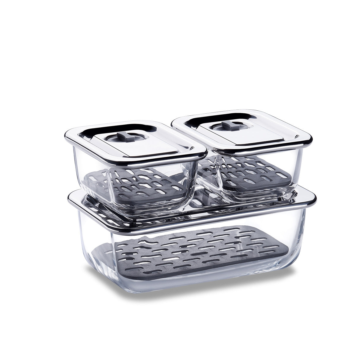 Korkmaz Fresca Steel Lid 3-Piece Storage Set