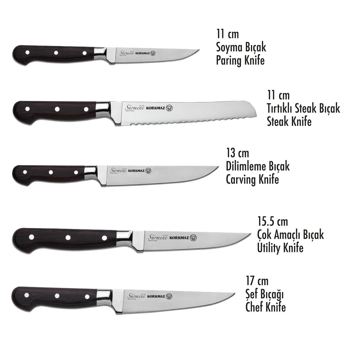 Korkmaz Sürmene Chef 6 Piece Knife Set