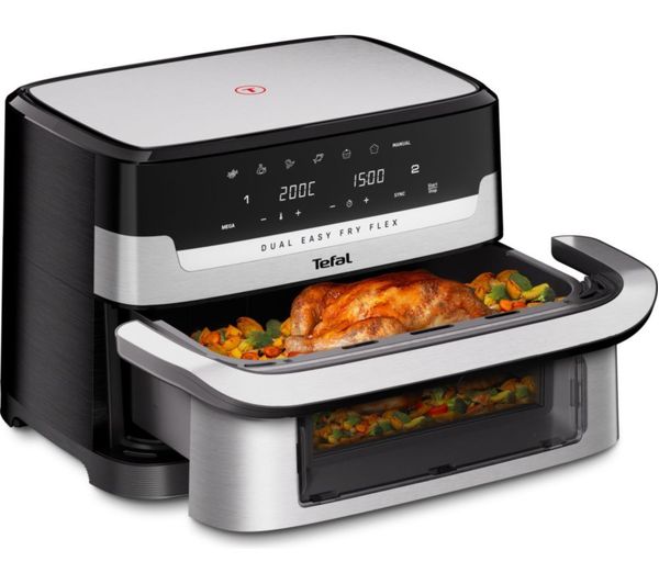 Tefal Easy Fry Dual Flex Air Fryer 2000w– Stainless Steel & Black