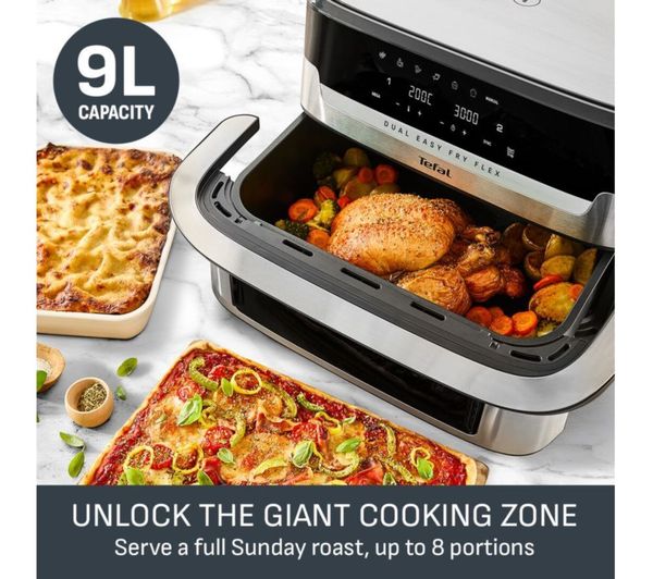 Tefal Easy Fry Dual Flex Air Fryer 2000w– Stainless Steel & Black