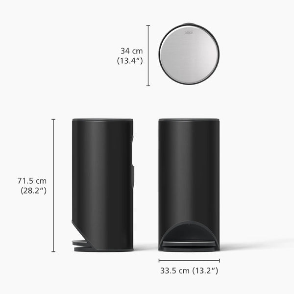 Joseph Joseph Arc 30L Easy-Push Pedal Bin Matt Black Soft-Close Kitchen Waste