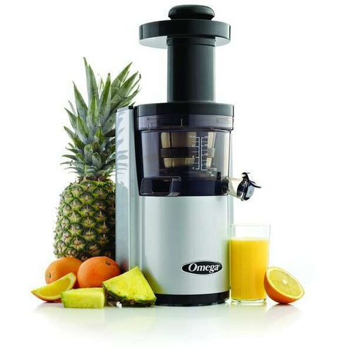Omega Vertical Slow Masticating Juicer - 43 RPM Low Speed - 150W Silver