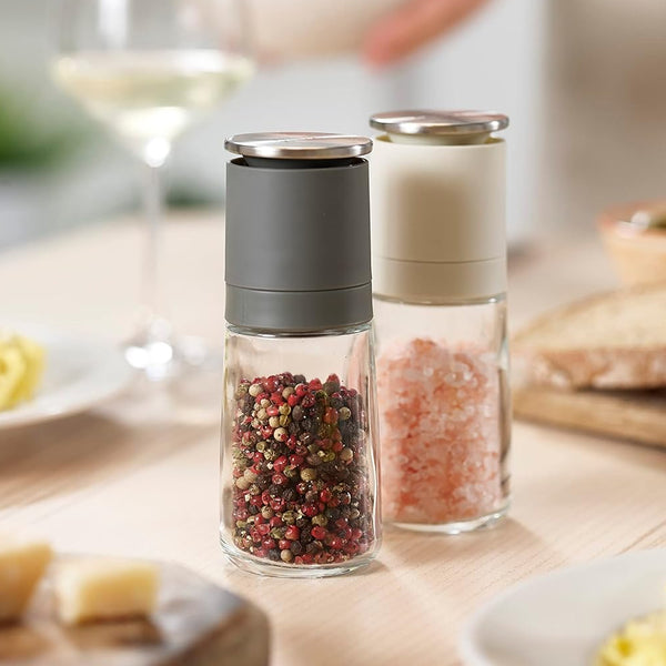 Joseph Joseph Milltop Non-Spill Salt and Pepper Mill Set - Black & Grey