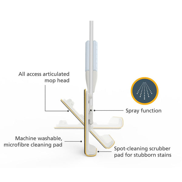 Joseph Joseph CleanTech 65004 2-in-1 Spray Mop Dual-Sided Microfiber Scrubber