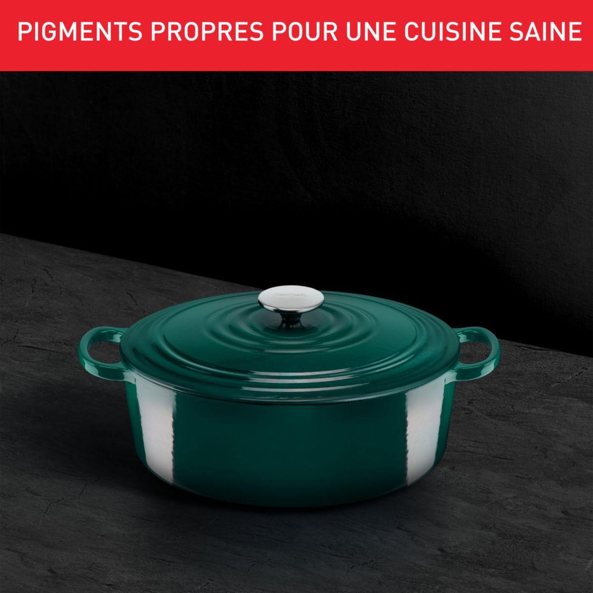 Tefal Elegance Cast Iron Casserole 29cm – Oval, Enamel, Forest Green