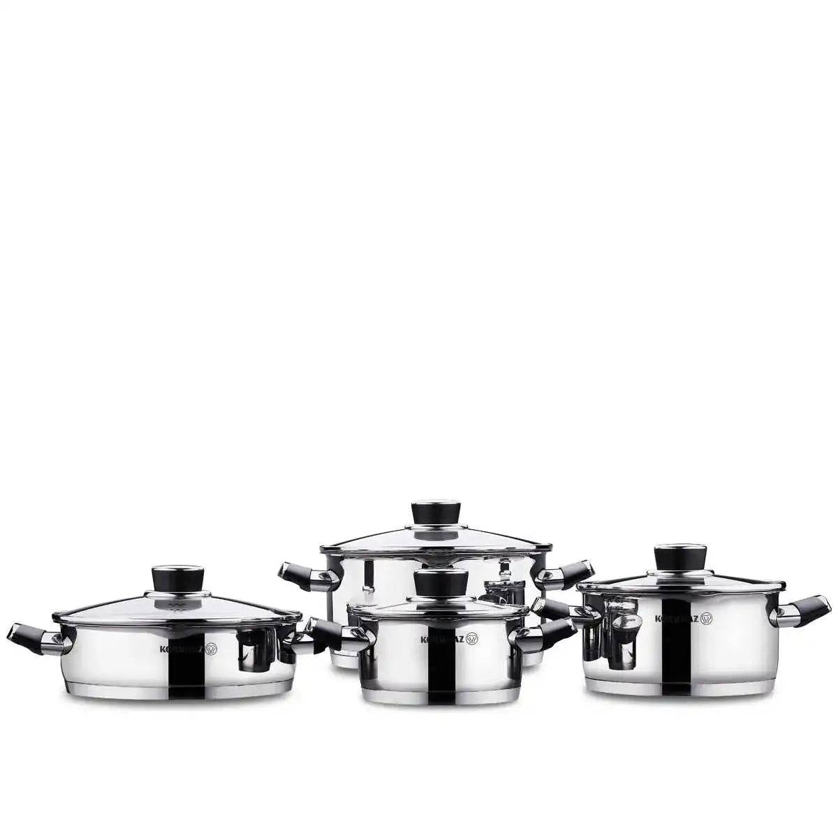 Korkmaz Pera 8 Piece Cookware Set 18/10 Stainless Steel Waterless Cook Induction